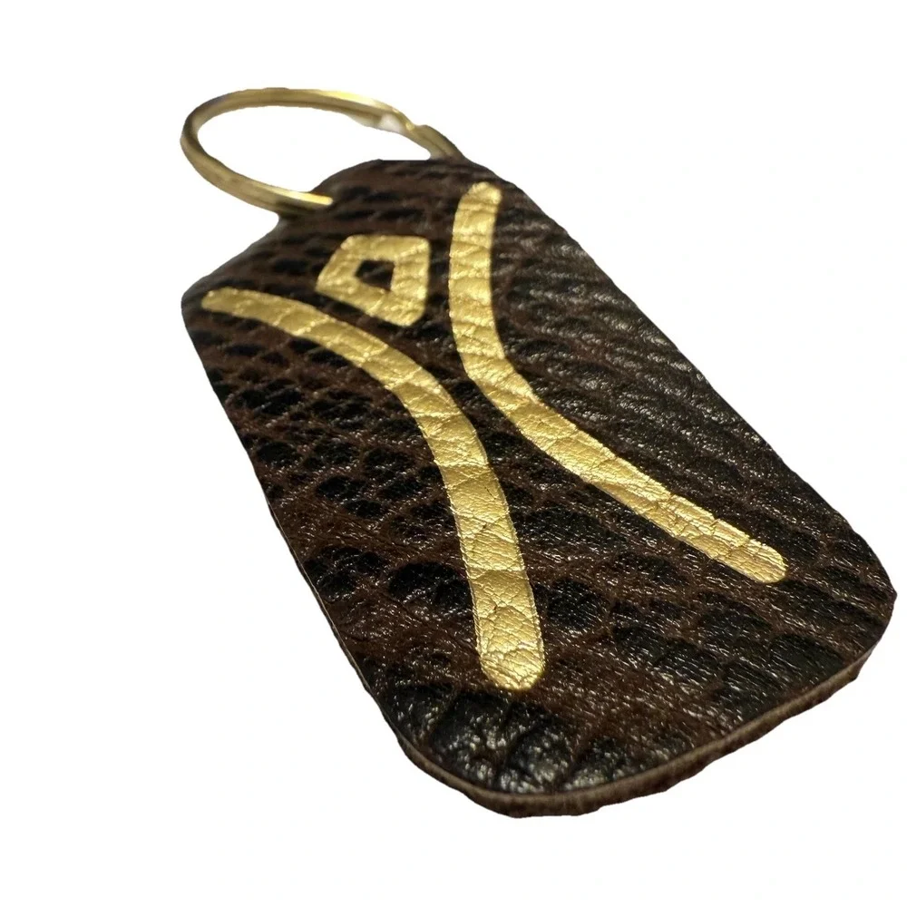 RARE! Limited Edition Vintage "Burning Man" Leather Pendant Keychain Bag Charm - Picture 7 of 8
